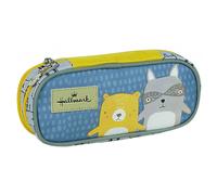 Trousse Scolaire Textile 2 Compartiments Zippés Hallmark 23 Cm Bleu / Jaune / Gris TU