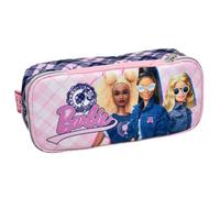 Trousse Scolaire Textile Double Zip Barbie Campus Argyle 23 Cm Blanc / Rose / Bleu TU