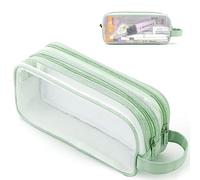 Trousse Scolaire Transparente, Trousses à Crayons Transparent 2 Compartiments, Grande Capacité Trousse Scolaire Aesthetic De Maquillage pour Enfants étudiant Adultes et Scolaires Collège