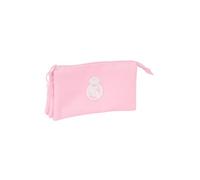 Trousse scolaire triple 22x3x12 cm rose polyester