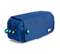 Trousse Scolaire Triple avec Grandes Poches Intérieures et Fermeture Éclair Individuelle pour l'École et Le Voyage (BB Blue)