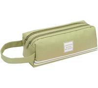 Trousse Scolaire, Trousse À Crayons Grande Capacité, Étui À Crayons Portable Double Couche, Étui À Crayons Pour Garçons, Filles, Enfants, École, Sac De Papeterie Multi-Fonctions Pour Stylos (Vert)
