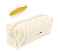 Trousse Scolaire Trousse Ecole Trousse Beige Etui à Crayons Junior en Velours Côtelé Sac De Rangement Portable Trousse Simple Grande Trousse Scolaire Convient pour Les Adolescents