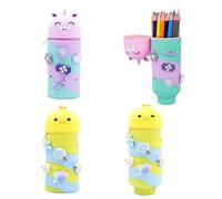 Trousse Scolaire Verticale 2 En1 En Silicone Souple - Licorne Kawaii Télescopique Pour Les Étudiants Et Les Adolescents