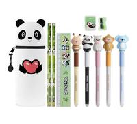 Trousse Silicone, Trousse Cute 2 en 1,Cartoon Stand Up réglable(Cœur rouge)