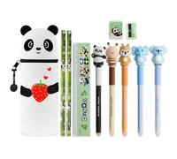 Trousse Silicone, Trousse Cute 2 en 1, Cartoon Stand Up réglable (Fraise)