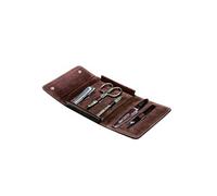 Trousse snap button "Houston" cuir marron