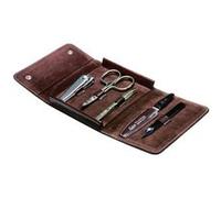 Trousse snap button "Houston" cuir marron