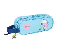 Trousse Snoopy Double Rectangulaire À Zip - 2 Compartiments Bleu Clair TU