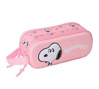Safta Trousse double Snoopy 3D – Enfant 21 x 6 x 8 cm Rose clair