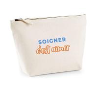 Trousse Soigner Cest Aimer - Pouch Case - Idée Trousse Rangement Cadeau Anniversaire Fête Original Famille Travail Départ Collègue Retraite Noël. - Bleu&Orange - 2