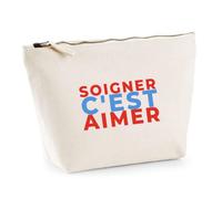 Trousse Soigner Cest Aimer - Pouch Case - Idée Trousse Rangement Cadeau Anniversaire Fête Original Famille Travail Départ Collègue Retraite Noël. - Rouge&Bleu - 1