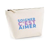 Trousse Soigner Cest Aimer - Pouch Case - Idée Trousse Rangement Cadeau Anniversaire Fête Original Famille Travail Départ Collègue Retraite Noël. - Bleu&Violet - 1