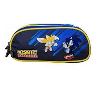 Trousse Sonic The Hedgehog bleu 2 compartiments 24 cm