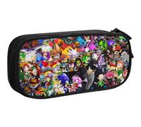 Trousse Sonic The Hedgehog - Grande Capacité - Double Fermeture Éclair - Trousse À Crayons - Trousse À Maquillage - Avec Compartiments - Pour Filles Et Garçons