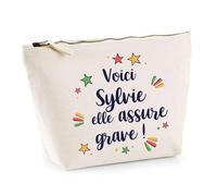 Trousse Sylvie Elle Assure Grave ! | Pochette Maquillage Make-up Toilette Cadeau Fête des Mères Anniversaire Soeur Noël Tata Marraine