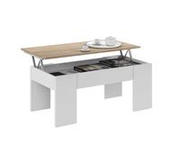 Trousse Table Café Ascenseur Et Espace Récipient CM 50x100x45/56h Chêne/Blanc