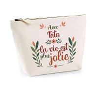 Trousse Tante la Vie est Plus Jolie | Pochette Maquillage Make-up Toilette Cadeau Fête des Mères Anniversaire Soeur Noël Tata Marraine