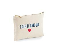 Trousse Tata d'amour - Ma petite tribu - Sac à main - Pochète - Beige - Taille unique - Bohème - Unisex - Adultes - Jeunes Filles - Coton 100%