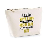Trousse Tata Super Héro | Pochette Toilette Maquillage | Idée Cadeau Tante Humour Original Noël Anniversaire Famille Drôle Unique