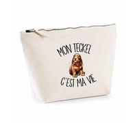 Trousse Teckel C'est la Vie | Pochette Toilette Maquillage Idée Sac Cadeau