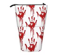 Trousse télescopique avec empreintes de mains sanglantes, convient pour les crayons, le maquillage, le rangement et le portefeuille