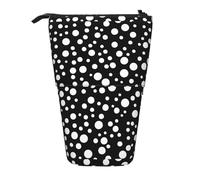 Trousse télescopique avec imprimé gros pois blancs et noirs, convient pour les crayons, le maquillage, le rangement et le portefeuille