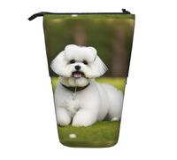 Trousse télescopique avec motif de chien bichon frisé - Convient pour ranger des crayons et du maquillage - Noir - Taille unique, Noir , Taille unique, Mode