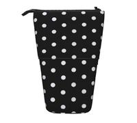 Trousse télescopique noire et blanche à gros pois, convient pour les crayons, le maquillage, le rangement et le portefeuille