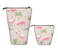 Trousse télescopique pour crayons - Trousse à crayons - Motif flamants roses mignons - Trousse à crayons - Trousse de maquillage pour adultes, Noir , Taille unique, Imprimé