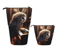 Trousse télescopique pour crayons - Trousse à crayons - Motif hibou - Piano - Jolie trousse à crayons - Trousse de maquillage pour adultes, Noir , Taille unique, Imprimé