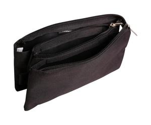 Trousse textile plate 3 compartiments 22 x 2 x 10 cm - Noir