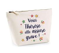 Trousse Thérèse Elle Assure Grave ! | Pochette Maquillage Make-up Toilette Cadeau Fête des Mères Anniversaire Soeur Noël Tata Marraine