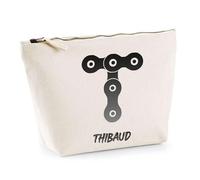 Trousse Thibaud Lettre Chaine Mécanique | Pochette Toilette Maquillage | Idée Cadeau Prénom Motard Biker Mob Anniversaire Oncle Parrain Beau Papa Collègue Départ Retraite Noël