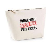 Trousse Totalement Accro aux Mots croisés | Pouch | Idée Pochette Toilette Maquillage Transport Cadeau Anniversaire Fête Original Famille Travail Départ Collègue Retraite