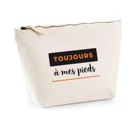 Trousse Toujours A Mes Pieds - Pouch Case - Idée Trousse Rangement Cadeau Anniversaire Fête Original Famille Travail Départ Collègue Retraite Noël. - Noir&Orange - 4