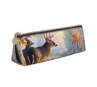 Trousse triangulaire en cuir PVC avec fermeture éclair pour l'école, le bureau, les voyages, Art de la faune et du cerf, One Size, Cartable
