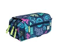 Trousse triple design avec grands compartiments intérieurs avec fermeture éclair individuelle pour matériel scolaire et voyage, multicolore, Sacs scolaires