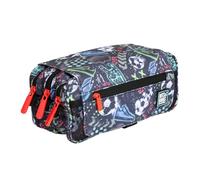 Trousse triple design avec grands compartiments intérieurs avec fermeture éclair individuelle pour matériel scolaire et voyage, multicolore, Sacs scolaires