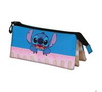 Disney Lilo et Stitch Cake-Trousse Triple, Bleu, 23 x 11 cm