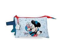 Trousse Triple Disney Mickey Road Trip Bleu 22x12x5 cms Polyester