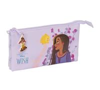 Trousse triple fille Safta Disney Wish Violet 12,5x5,5x19,5 cm