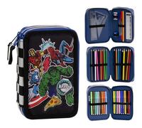Trousse triple Marvel Avengers avec fournitures complètes et motif super-héros - Trousse Spiderman avec crayons, livres de coloriage, règle et accessoires pour enfants