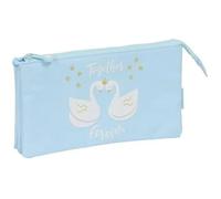 Glowlab CISNES - Trousse Triple pour Enfant, idéale pour Les Enfants d'âge Scolaire, Confortable et Polyvalente, qualité et résistance, 22 x 3 x 12 cm, Couleur Bleu Clair, Bleu Clair, Estándar,