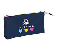 Trousse triple Safta Benetton Love Bleu 22x12x3 cm