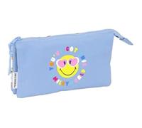 Trousse Triple - Safta - Smiley World Joyful - Tissu Recyclable - Pour Enfants - Idéale Scolaire
