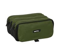 Safta DARK FOREST - Trousse triple grande trousse pour enfants, idéale pour les enfants d'âge scolaire, confortable et polyvalente, qualité et résistance, 21,5 x 8 x 10 cm, vert kaki, noir