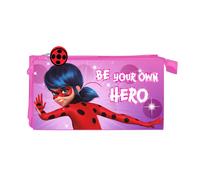 Trousse triple usage Lady Bug rose (22 x 12 x 3 cm)