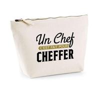 Trousse Un Chef C'est Fait pour cheffer | Pochette Toilette Maquillage | Idée Cadeau Patron Directeur Humour Professionnel Anniversaire Bureau Original Drôle