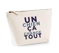 Trousse Un Chien Ca Change Tout - Pouch Case - Idée Trousse Rangement Cadeau Anniversaire Fête Original Famille Travail Départ Collègue Retraite Noël. - Bleu&Gris - 1